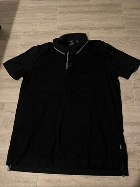 BOSS Black Polo with Contrast White Piping